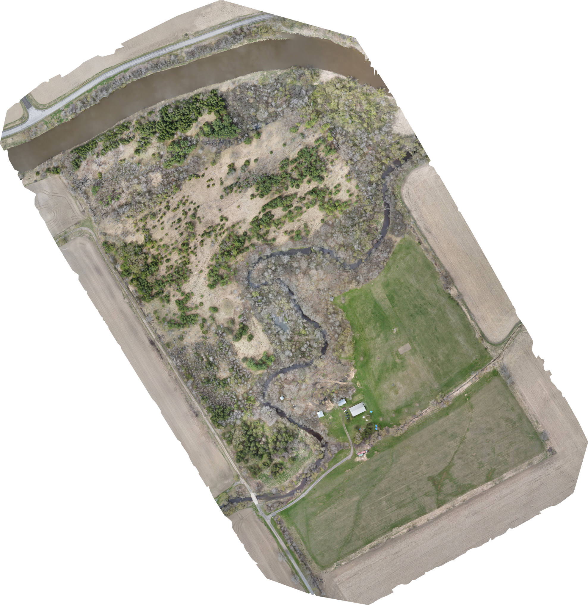 This image is an aerial mapping created by Scouter Gord Campbell, from the Kingston area. The image was created using his drone, stitching together the approximate 250 images taken.
